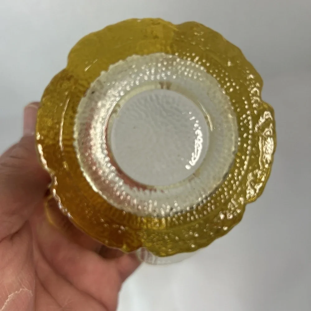 Viking? Glass Yellow Flower Petal‎ Textured Vases 4 Inch (2)